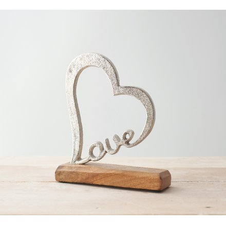 Love Heart On Block Base, 20.5cm