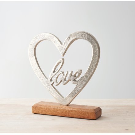 Wooden Based Love Heart, 22cm